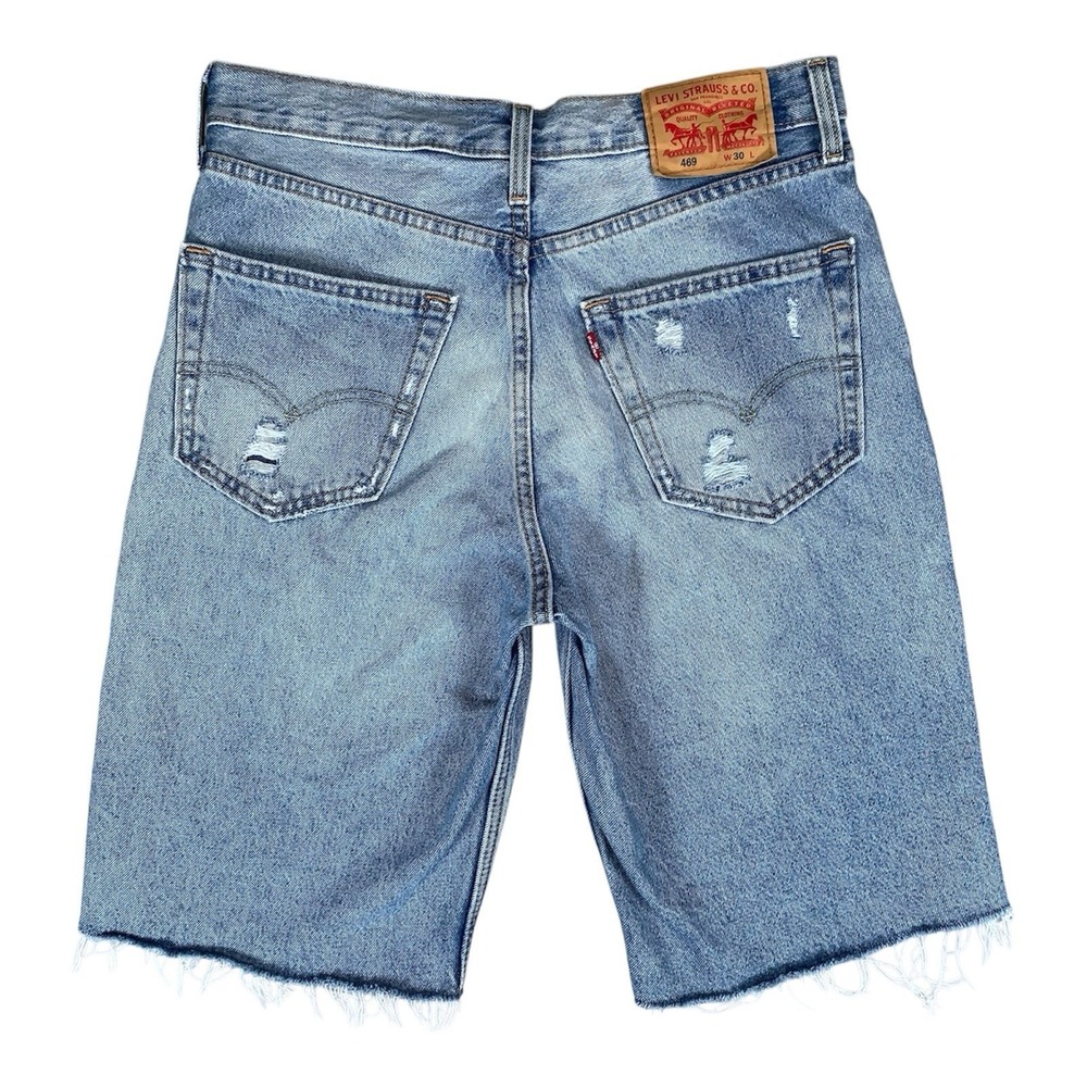 Levis 469 Loose Jean Shorts Men's 30 Distressed Blue Denim Casual 30x12